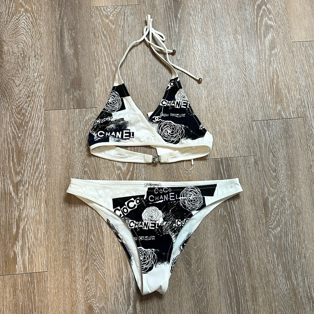 Chanel 20p Two Piece swimsuit Top 36 Bottom 40